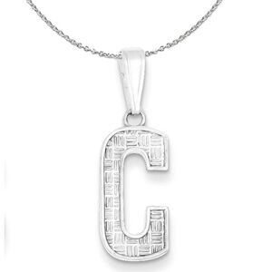 Silver, Sami Collection, Textured Block Initial C Necklace - 24 In